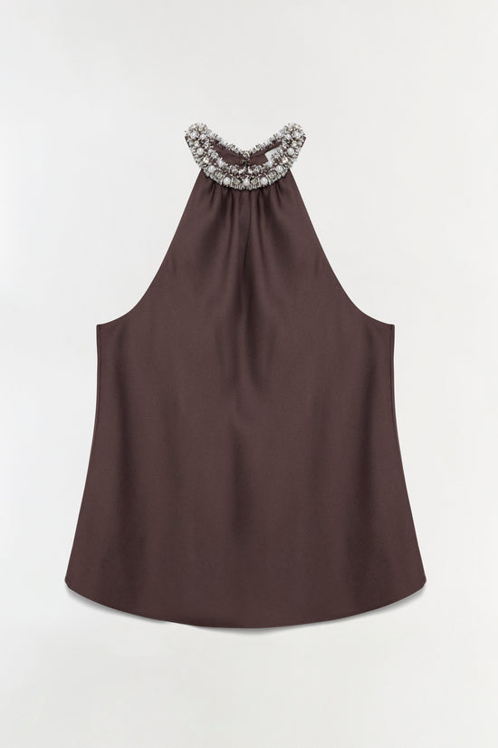 Navi Embellished Satin Top