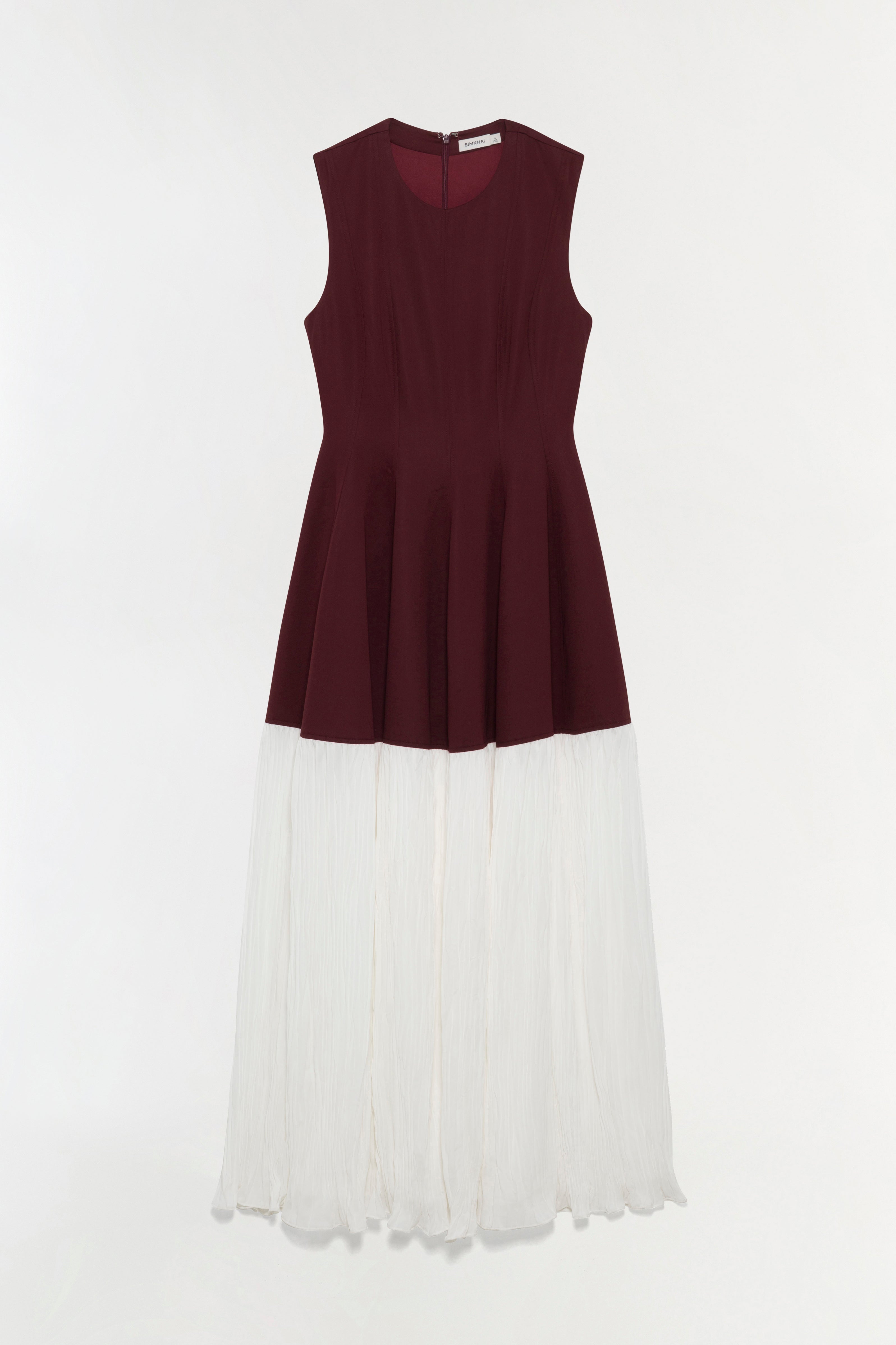 pleated midi dress sale Mixed Media Pleated Midi Dress