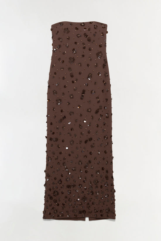 Serafina Strapless Embellished Gown