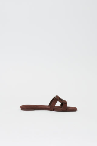 Simkhai Monogram Suede Flat Slide