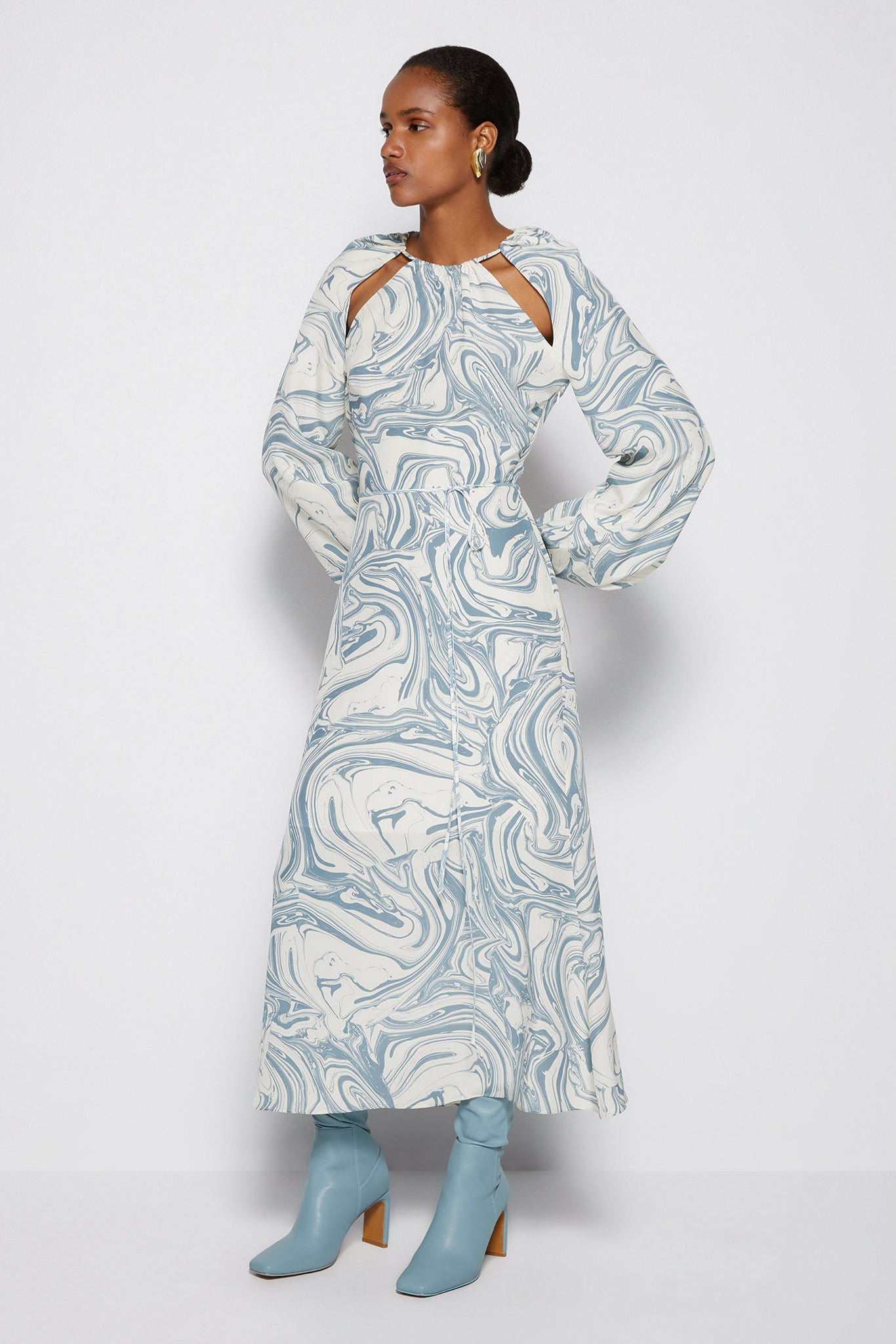 Mellie Marble Print Midi Dress - SIMKHAI 