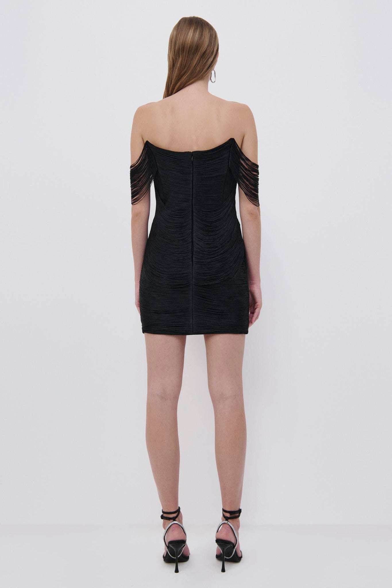 Camden Draped Fringe Mini Dress