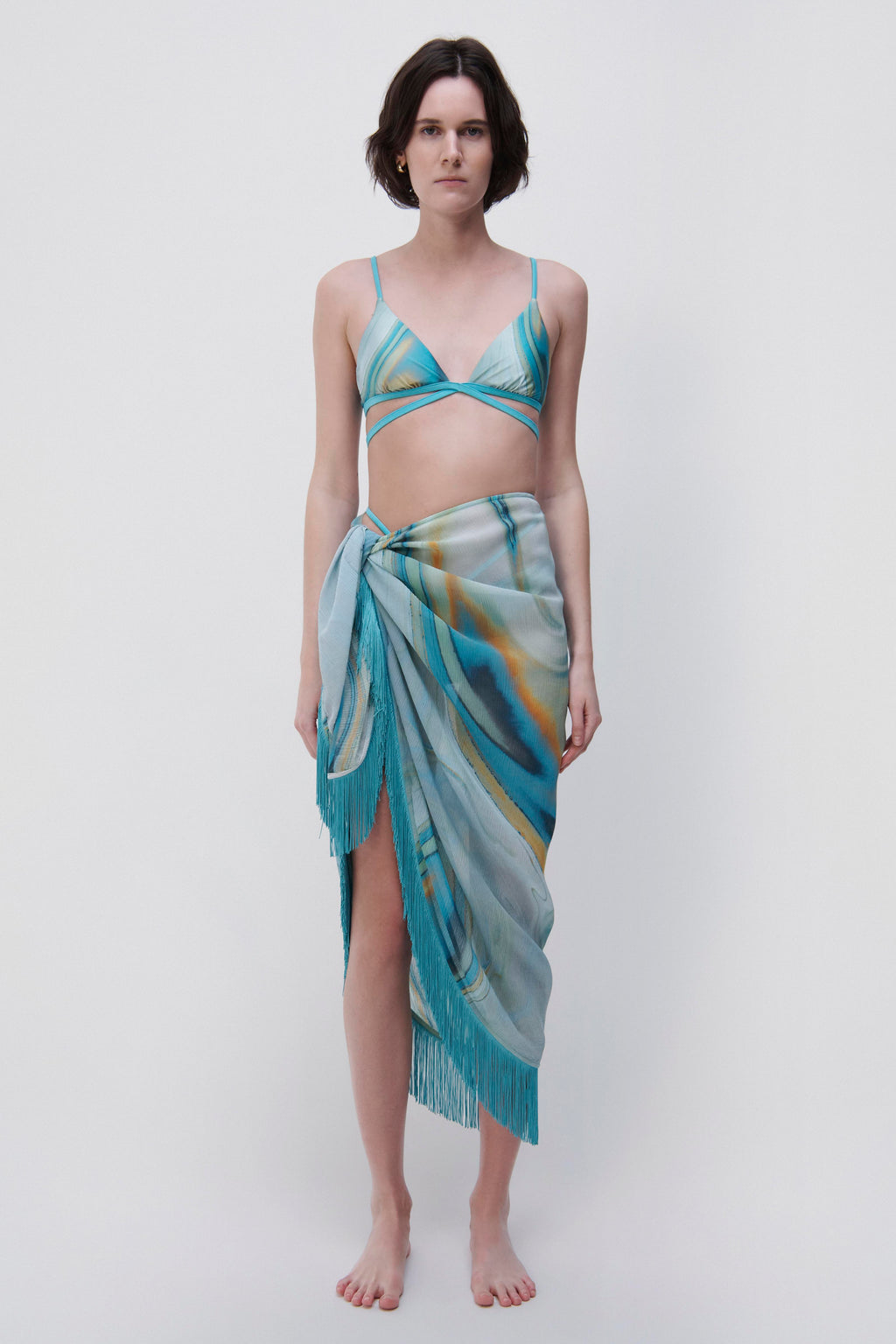 Eloise Marble Print Coverup Sarong