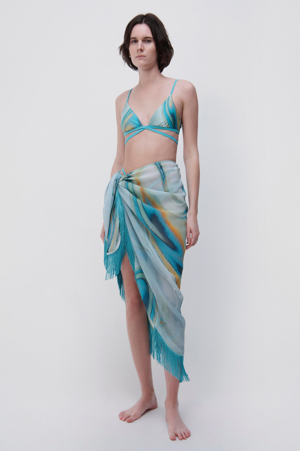 Eloise Marble Print Coverup Sarong