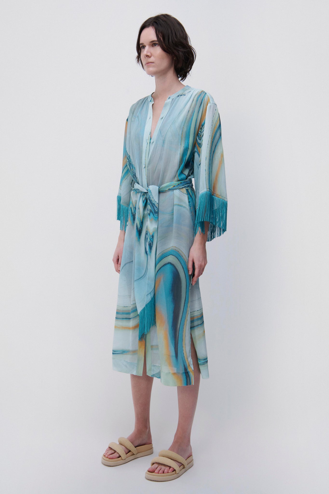 Odelia Marble Print Coverup Midi