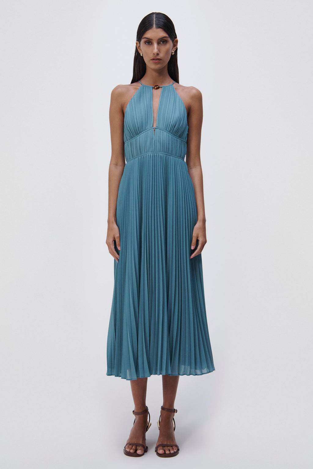Carli Plisse Midi Dress