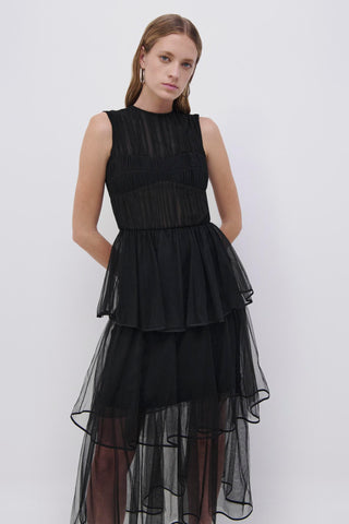 Benton Tulle Plisse Midi Dress - SIMKHAI 