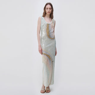 Serene Marble Print Sequin Dress - SIMKHAI 