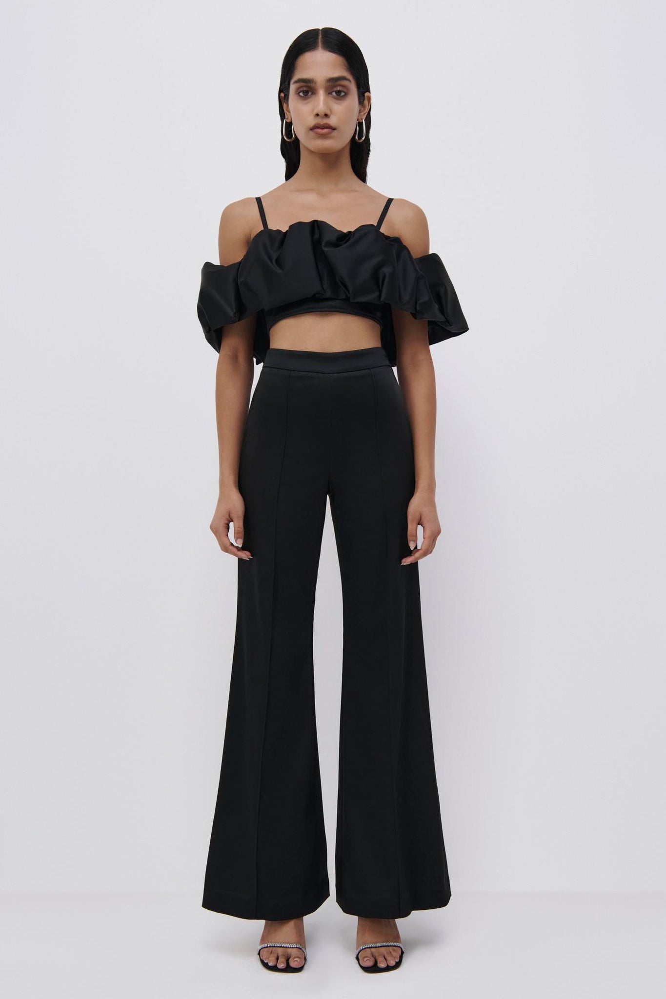 SIMKHAI Shirley Lace Bustier Crop Top in Black