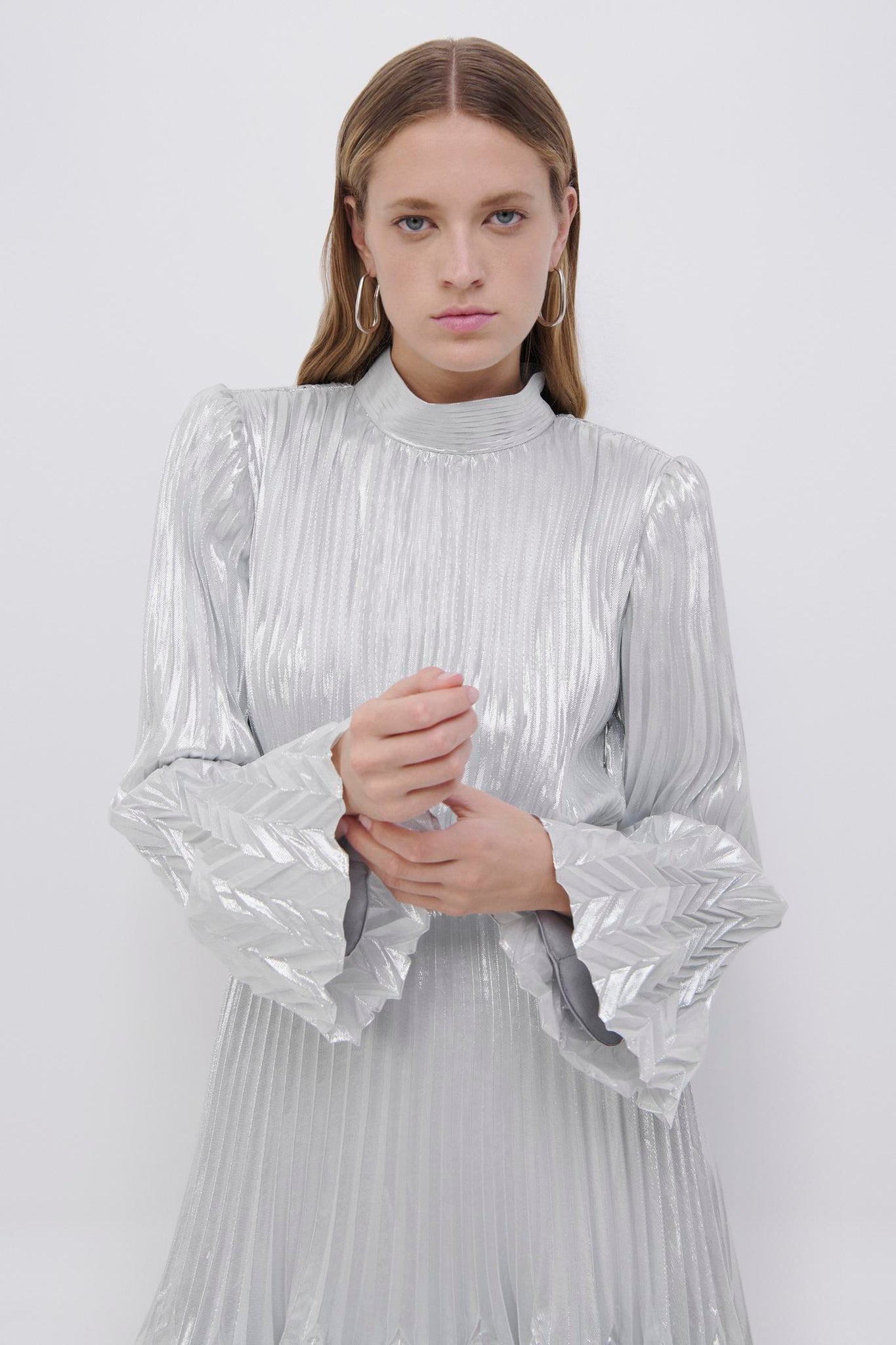 Masha Metallic Chevron Midi Dress