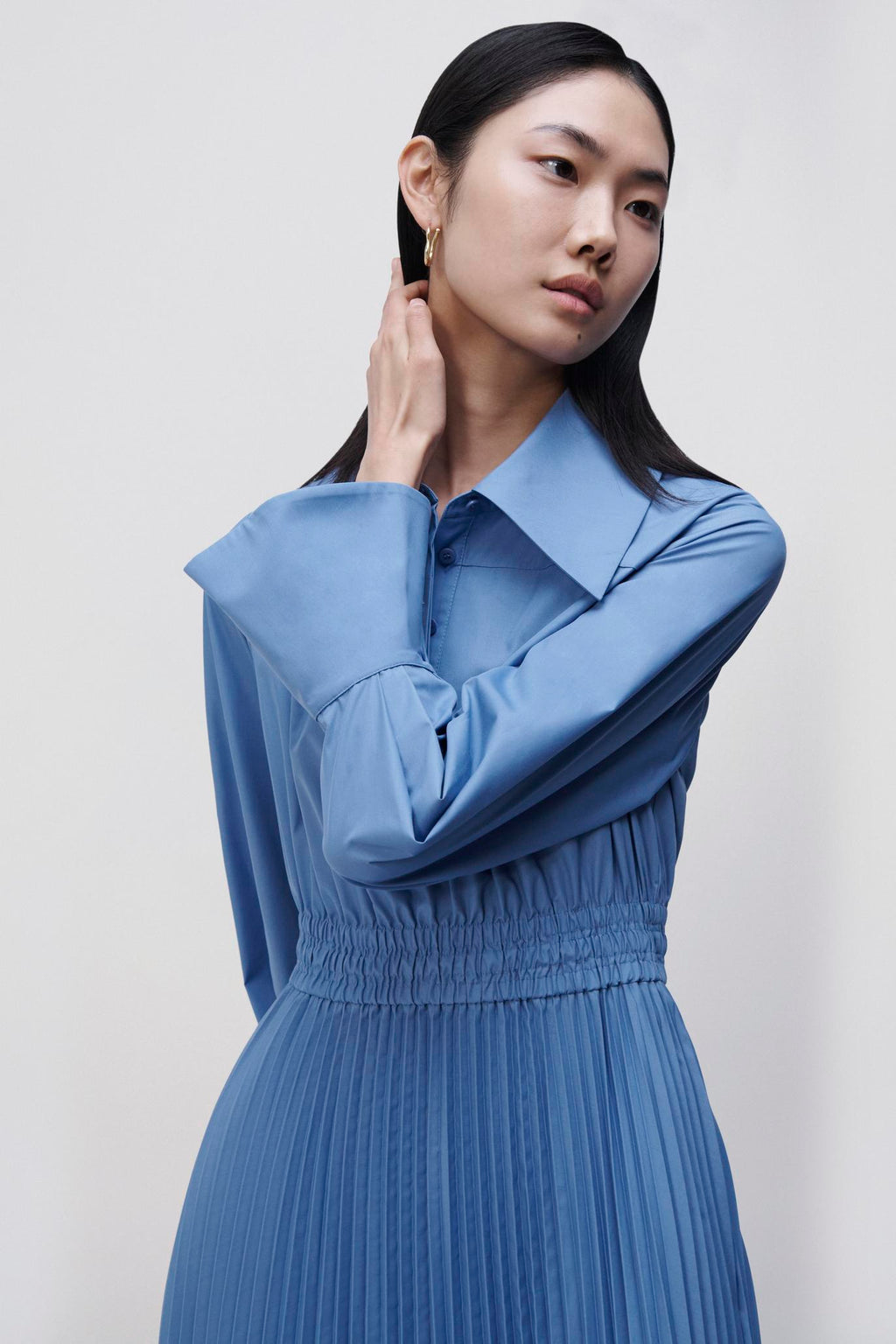 Elka Pleated Poplin Shirt Dress