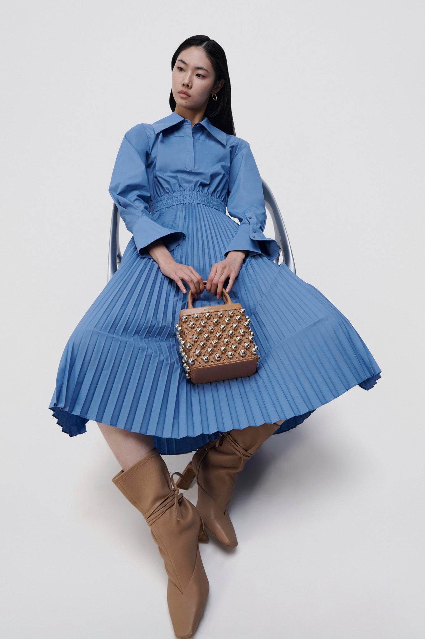 Elka Pleated Poplin Shirt Dress
