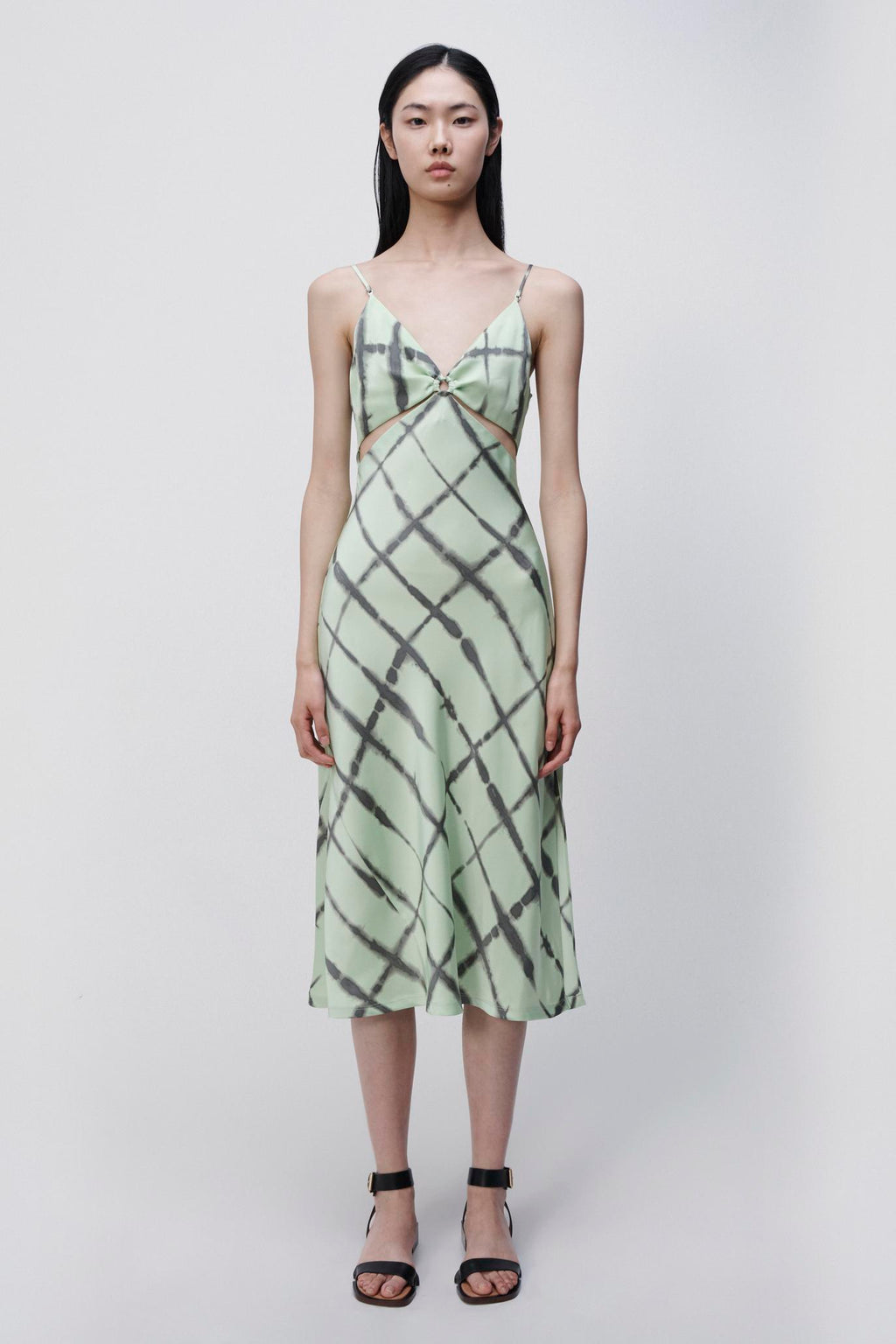 Eliza Shibori Print Charmeuse Dress