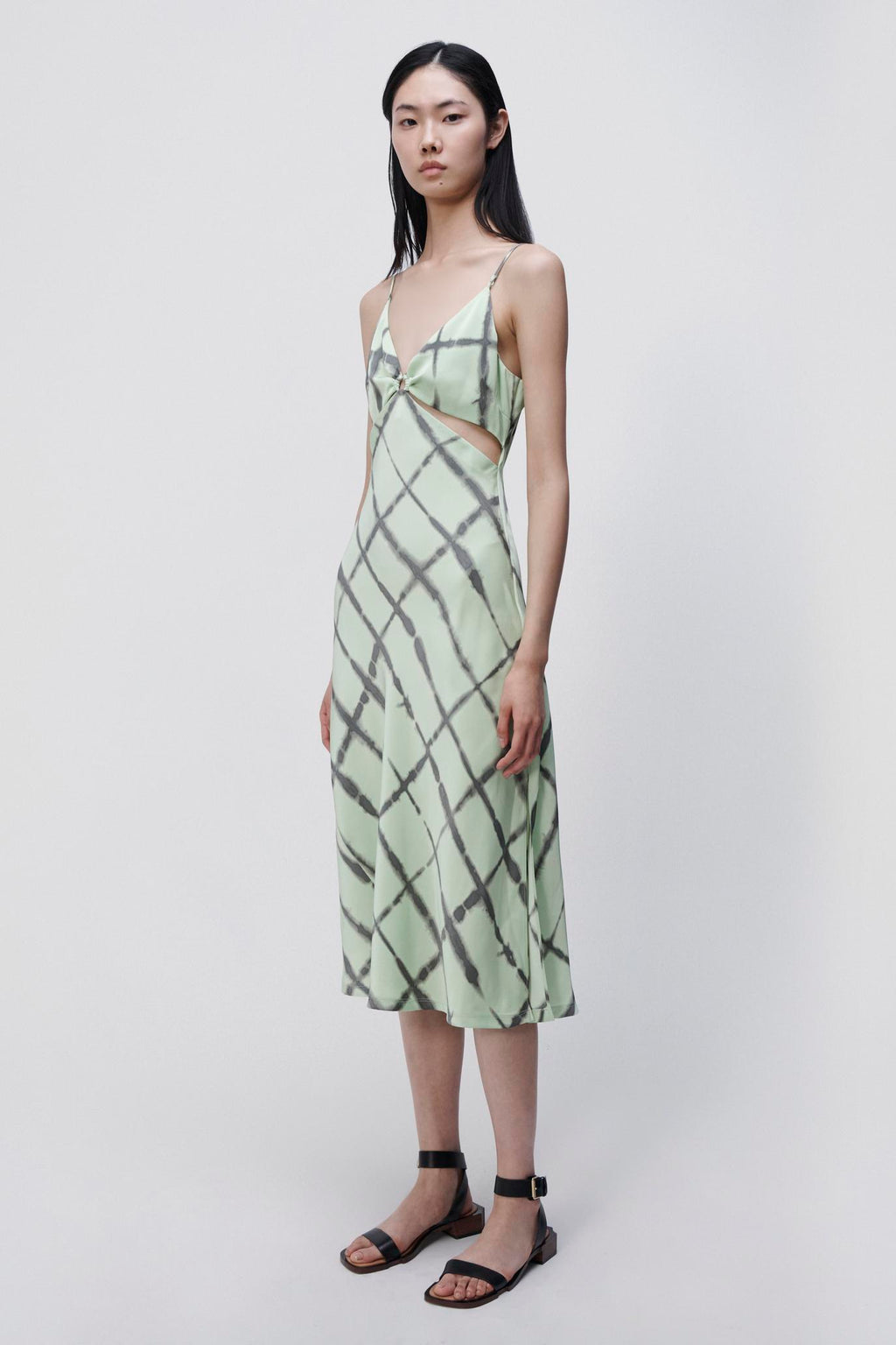Eliza Shibori Print Charmeuse Dress