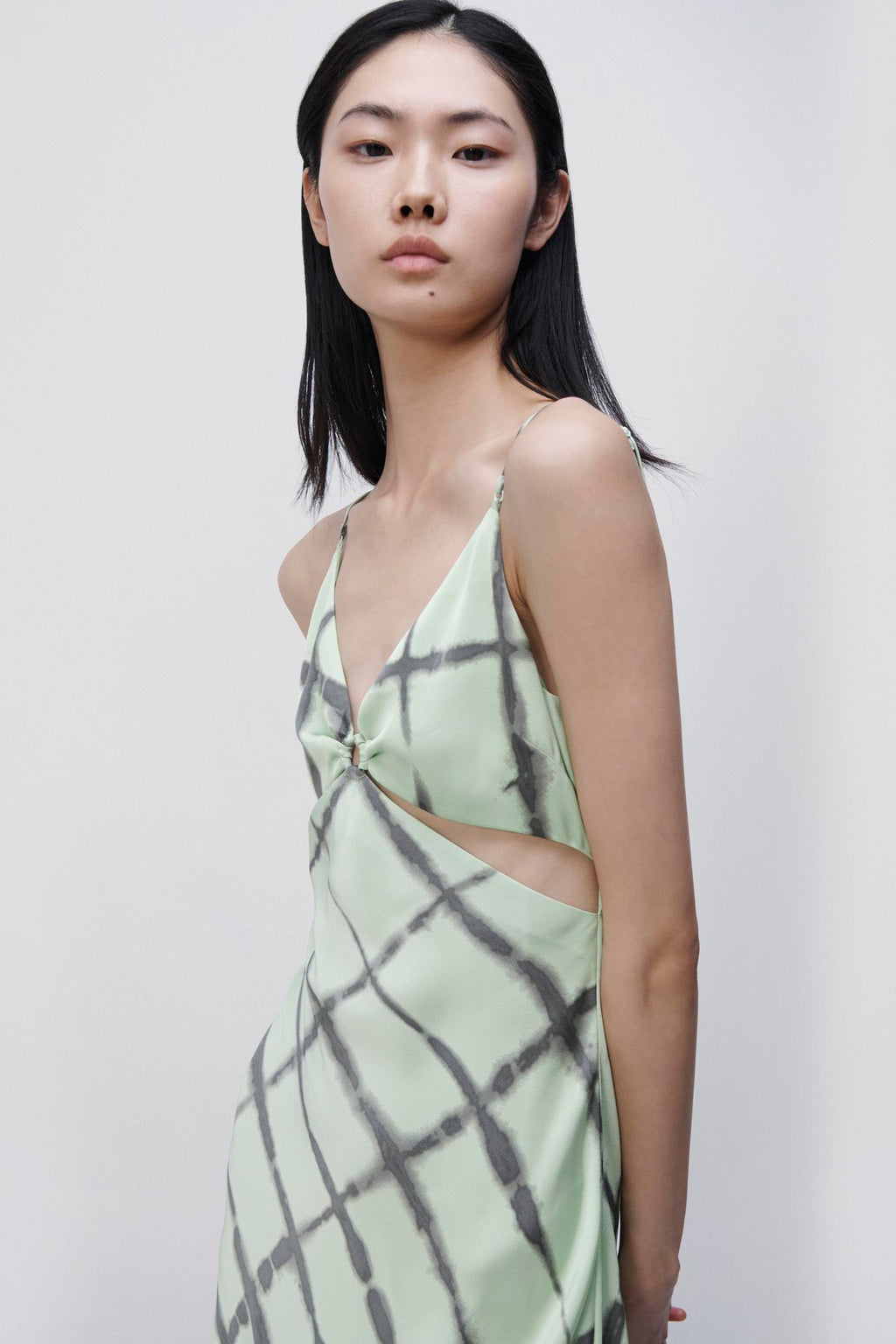 Eliza Shibori Print Charmeuse Dress