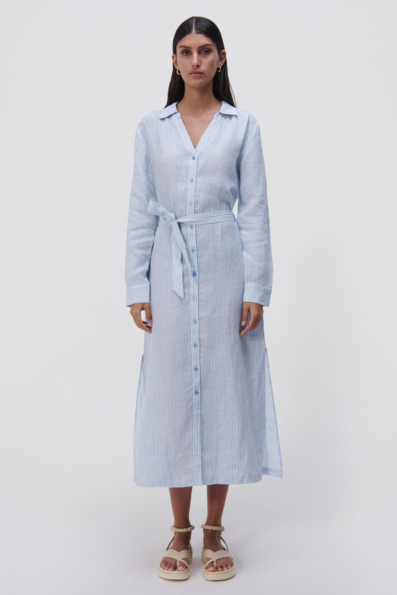 Tallulah Striped Linen Shirt Dress - SIMKHAI 