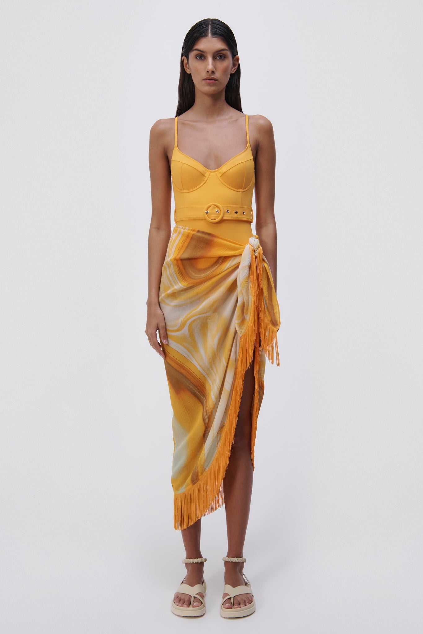 Eloise Marble Print Coverup Sarong