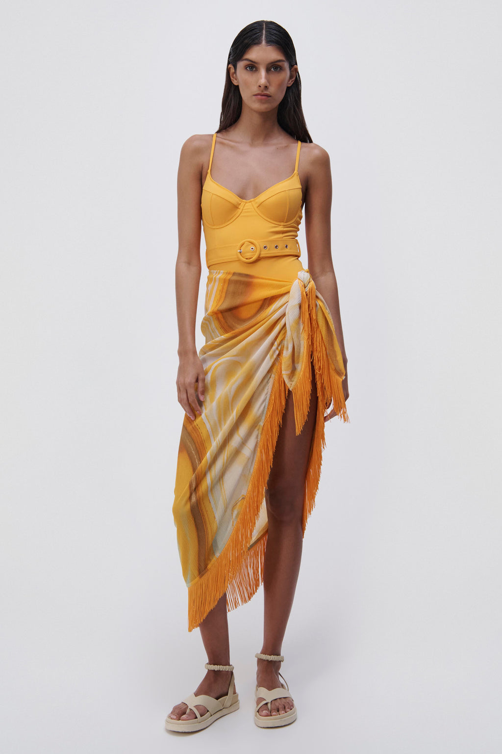 Eloise Marble Print Coverup Sarong