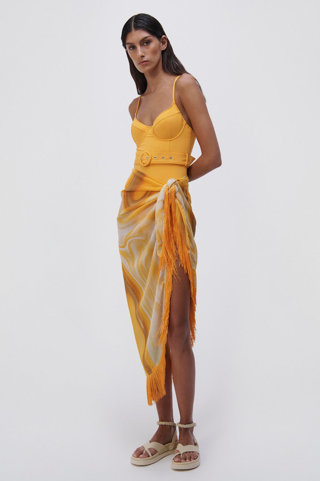 Eloise Marble Print Coverup Sarong