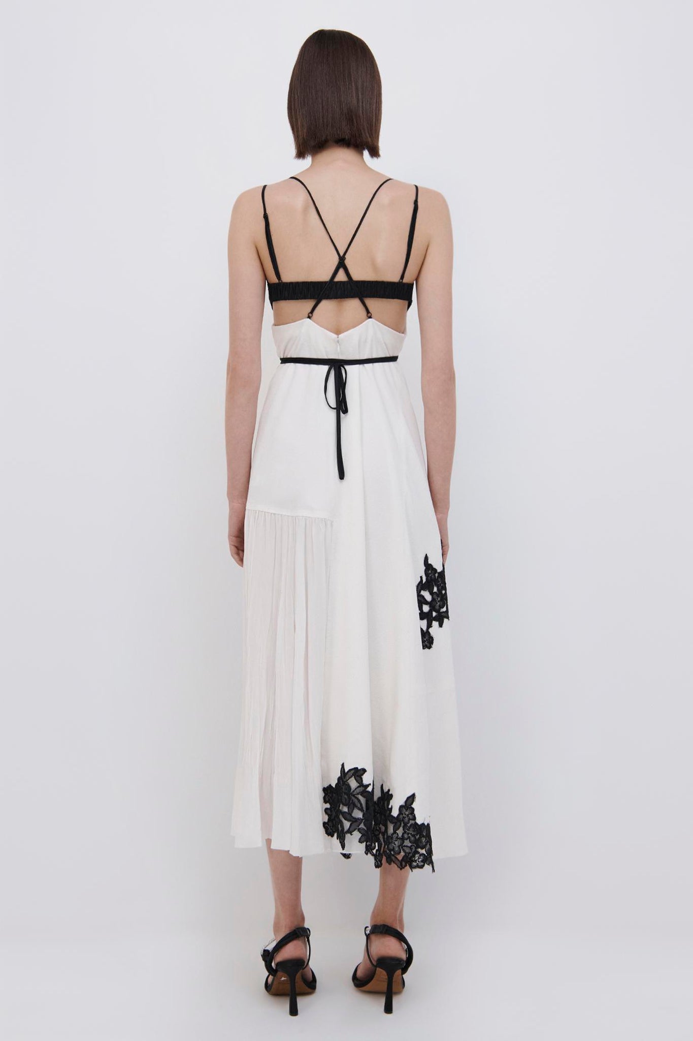 Shilah Patchwork Lace Halter Midi Dress