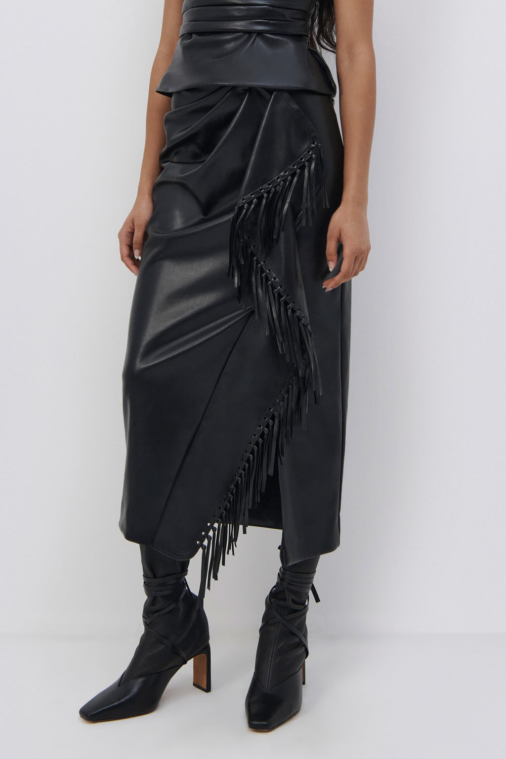 Sabine Vegan Leather Wrap Skirt