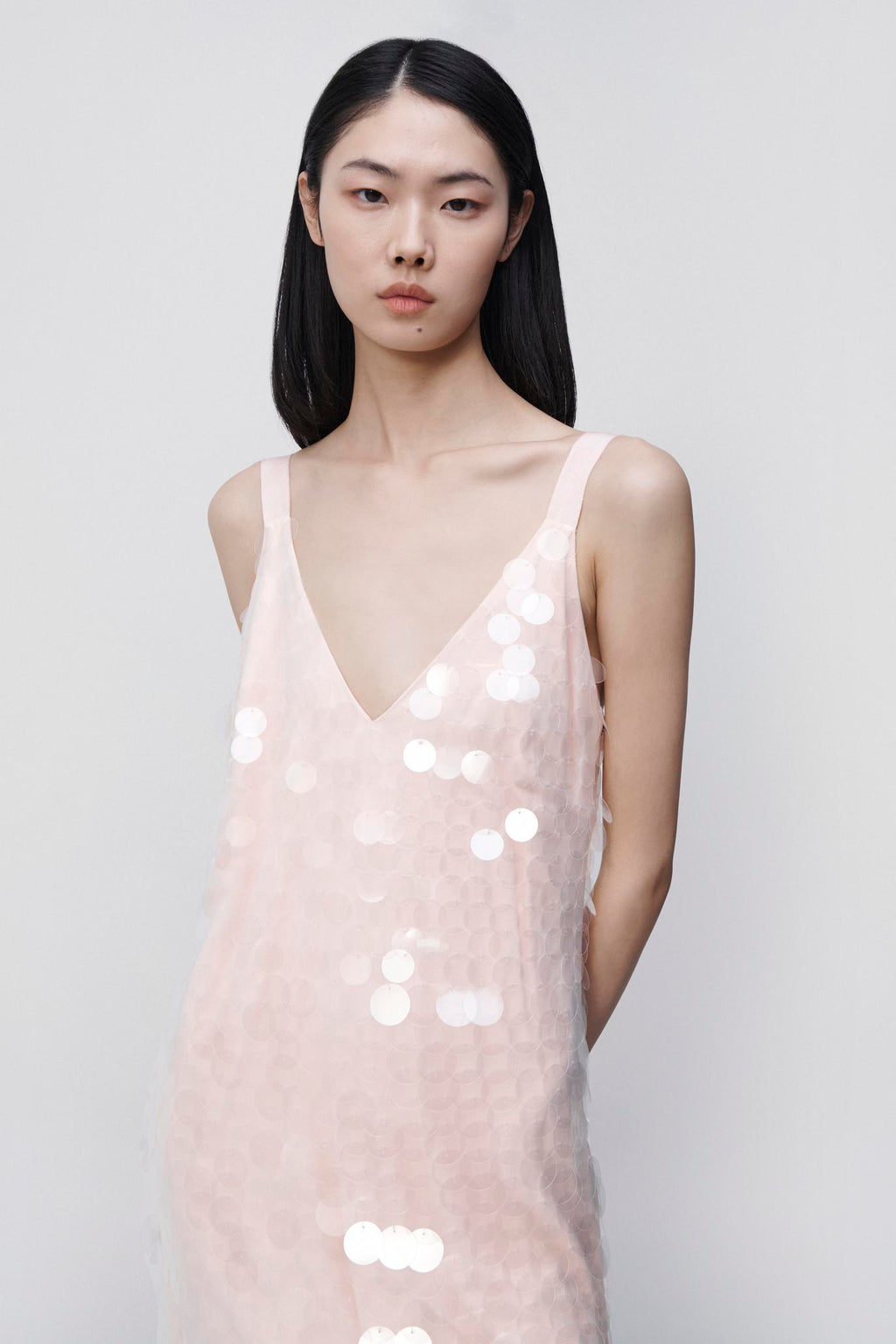 Madysen Transparent Sequin Midi Dress