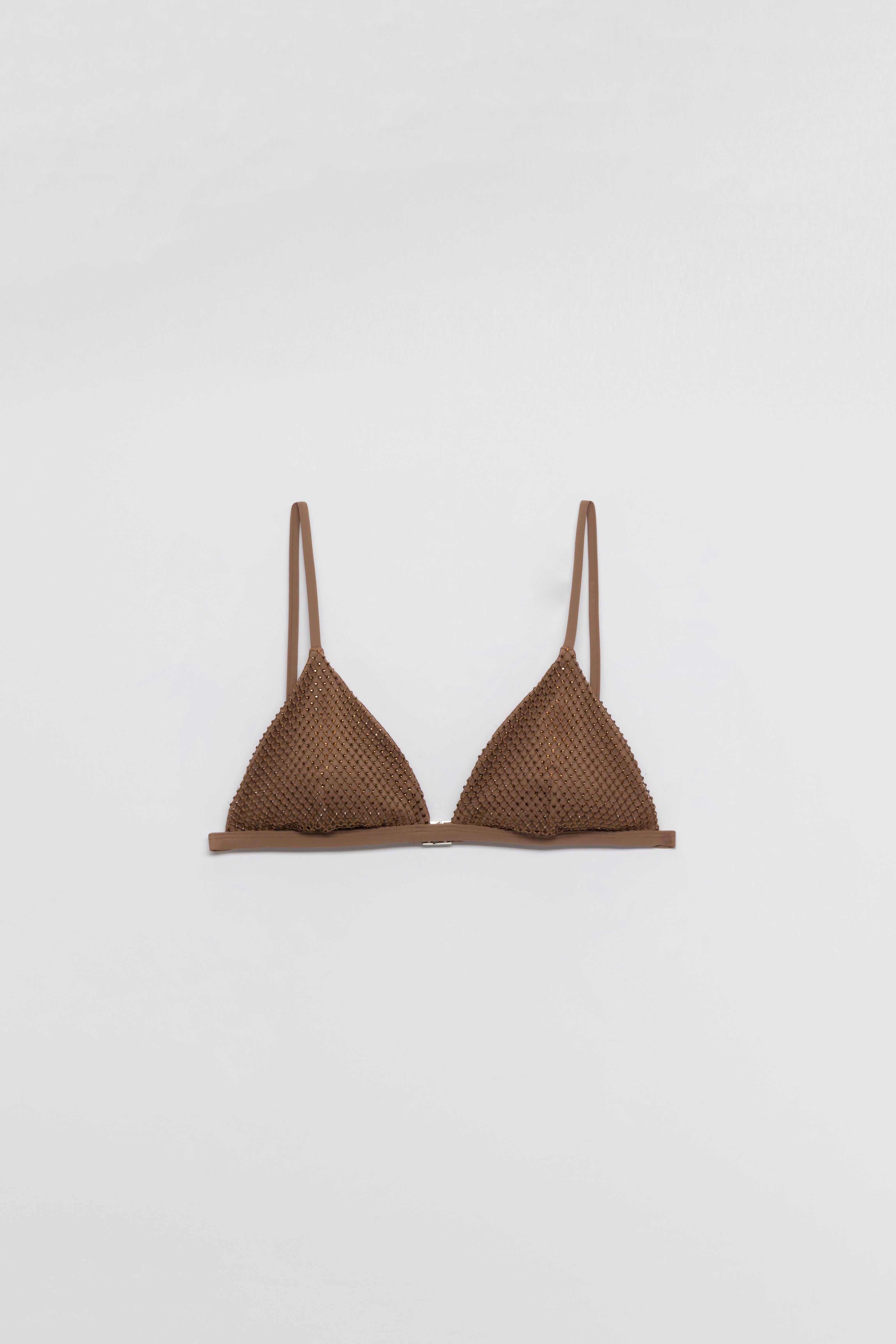 Joelle Crystal Mesh Bikini Top – SIMKHAI